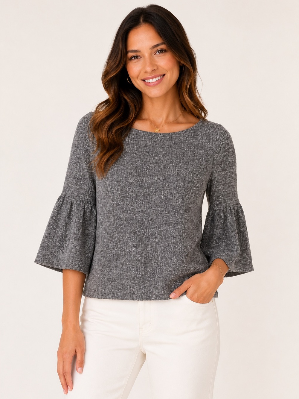 Banana Republic Bell Sleeve Boucle Top